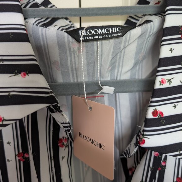 BLOOMCHIC Striped Ditsy Floral Woven Ribbon Dress SIZE 3X - Picture 3 of 4